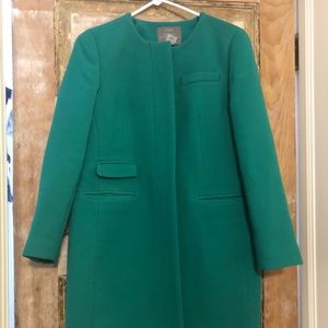 Jcrew Double Cloth Emerald Green Coat